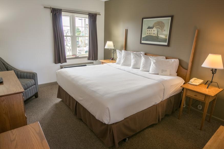 Lodging on the Square king guest room