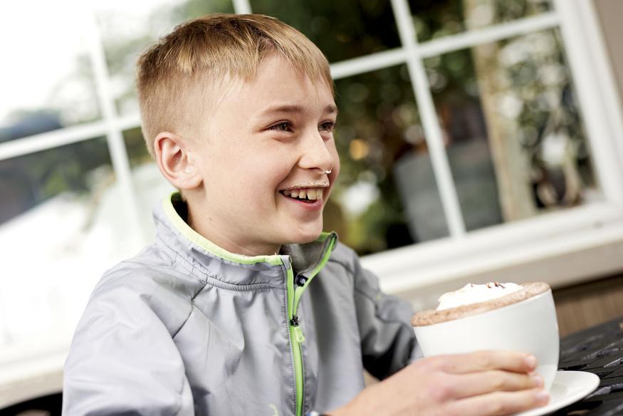 boy with hot chocolate