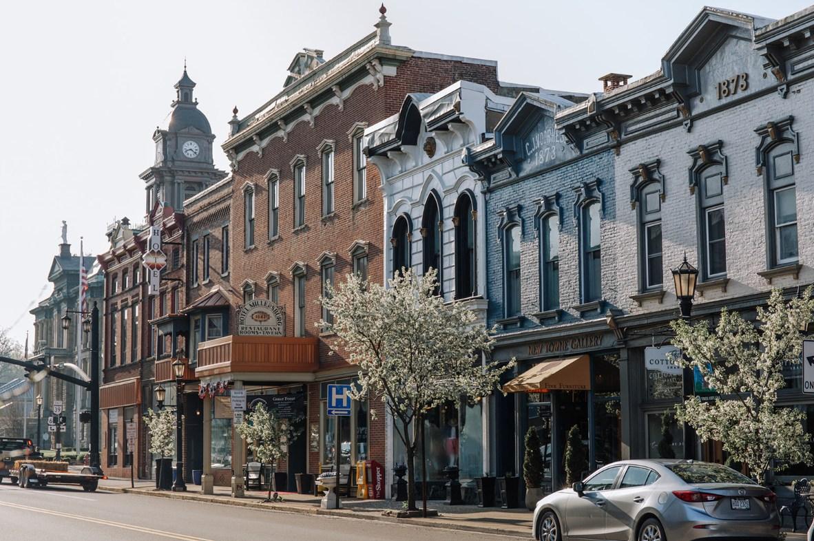 View down Jackson Street in Downtown Millersburg, Ohio