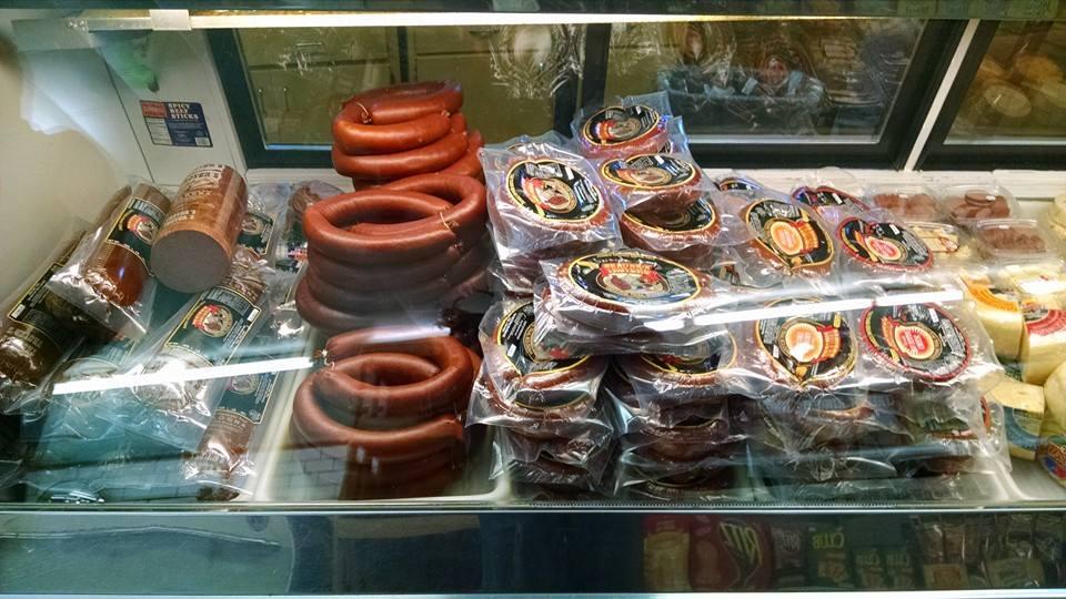 Product case full of Troyer's Trail Bologna
