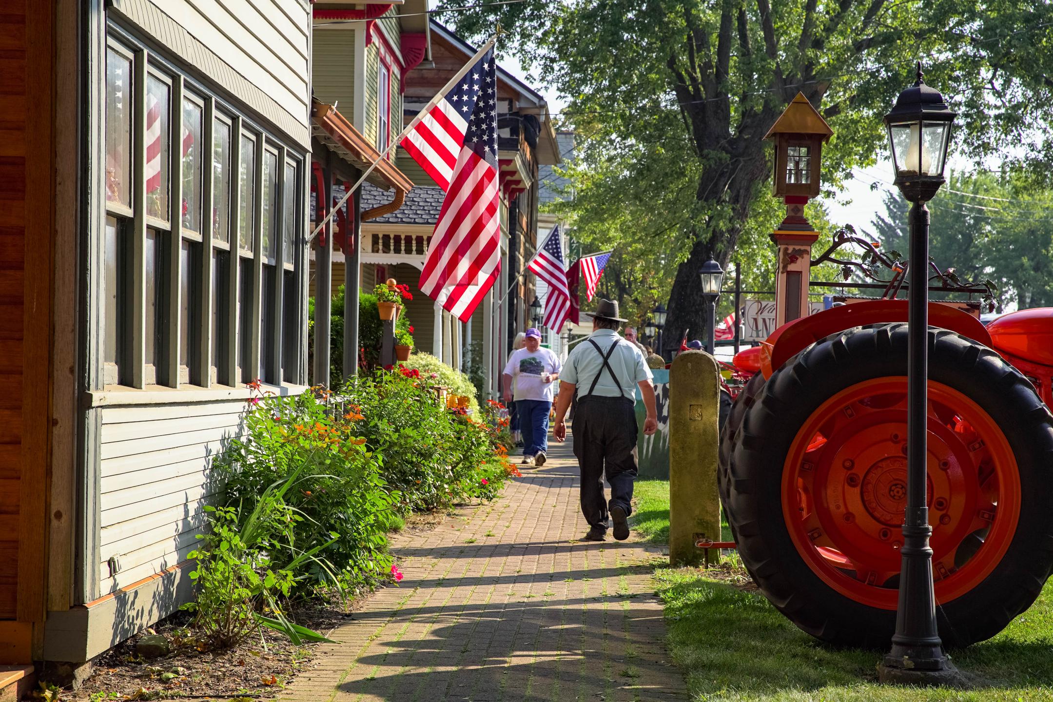 View down the sidewalk of Winesburg, Ohio