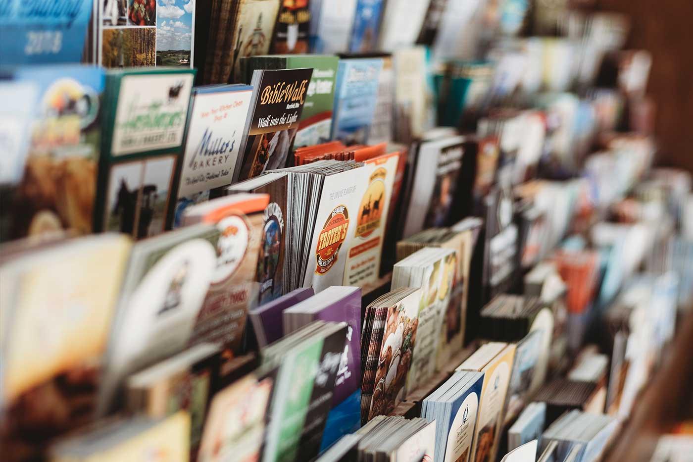 A rack full of tourism brochures