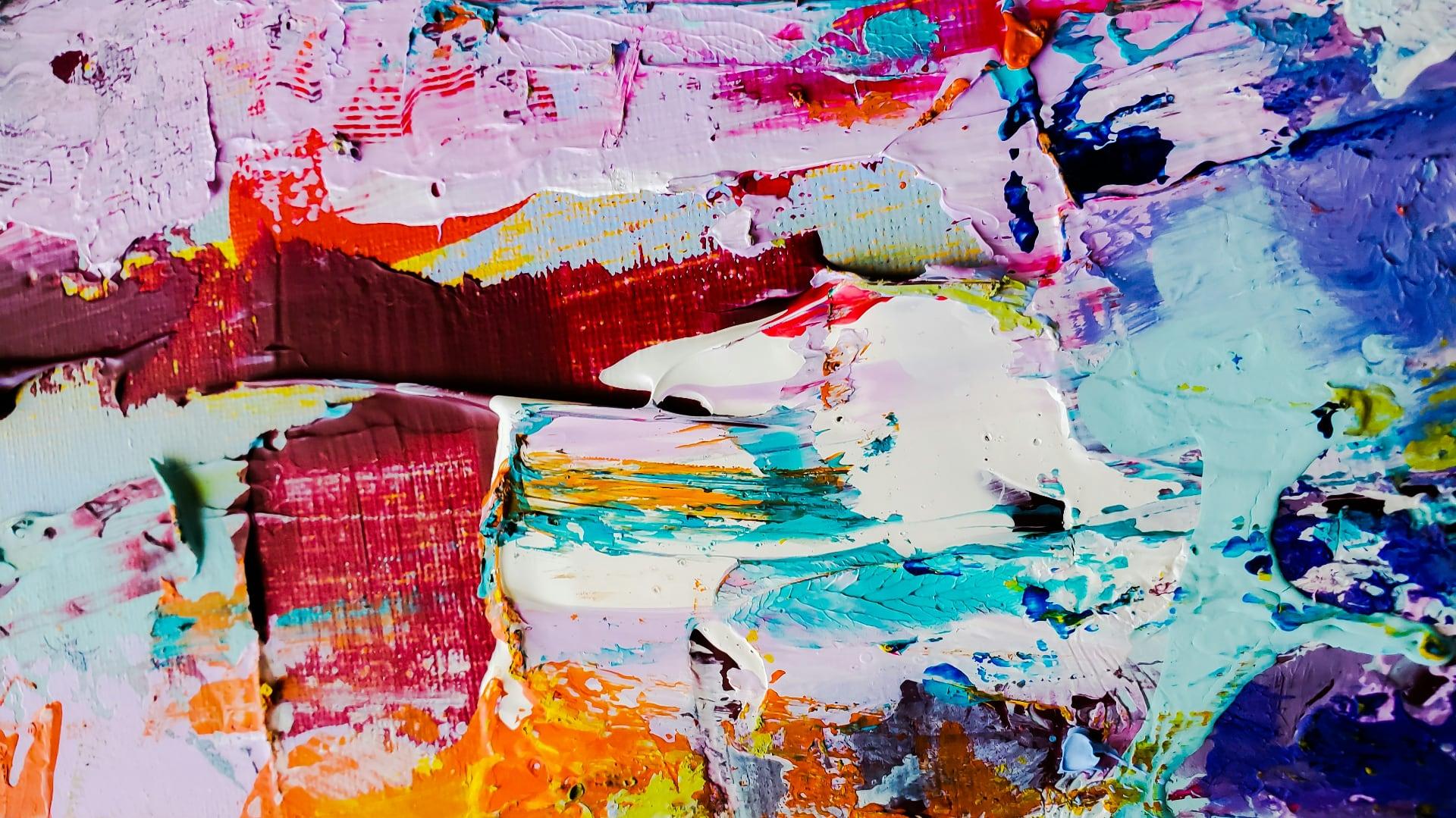 Colorful oil paints on a canvas